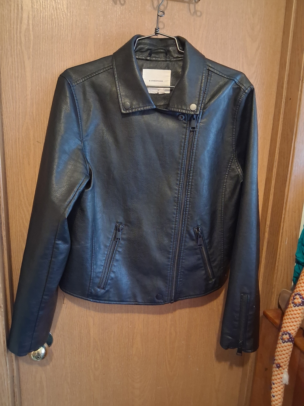 Anthropologie Black Faux Leather Moto Jacket